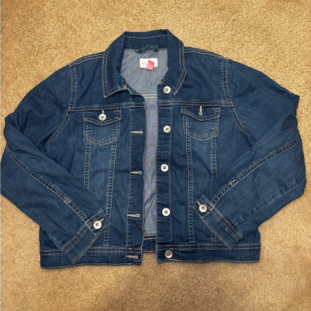 Place Girls Size 10/12 Indigo Denim Jacket With Button Enclosure